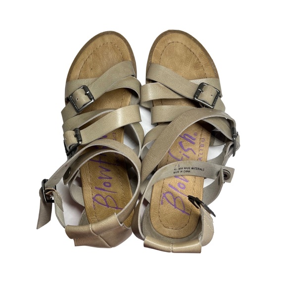 Blowfish gladiator strappy sandal 7.5 tan neutral summer casual vacation beach - Picture 3 of 10
